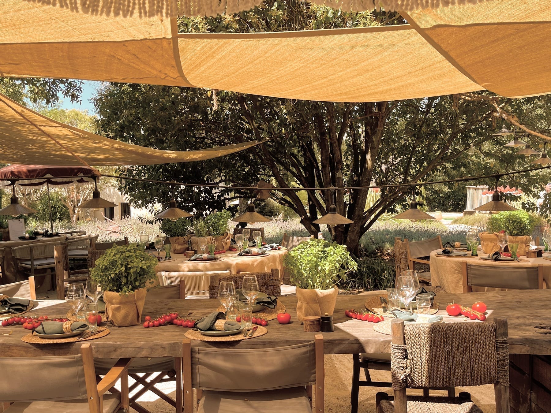 Garden setting at La Guinguette