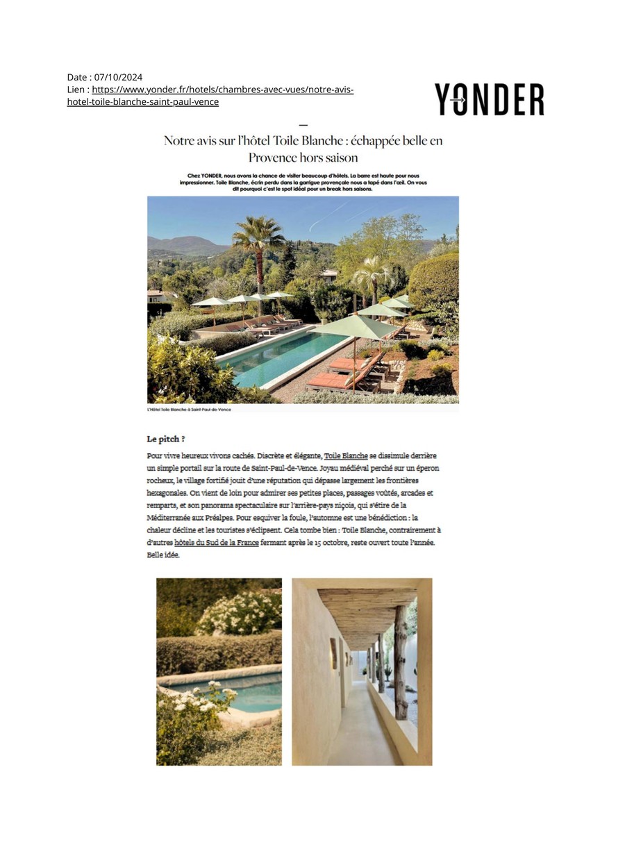 Yonder — Toile Blanche press coverage