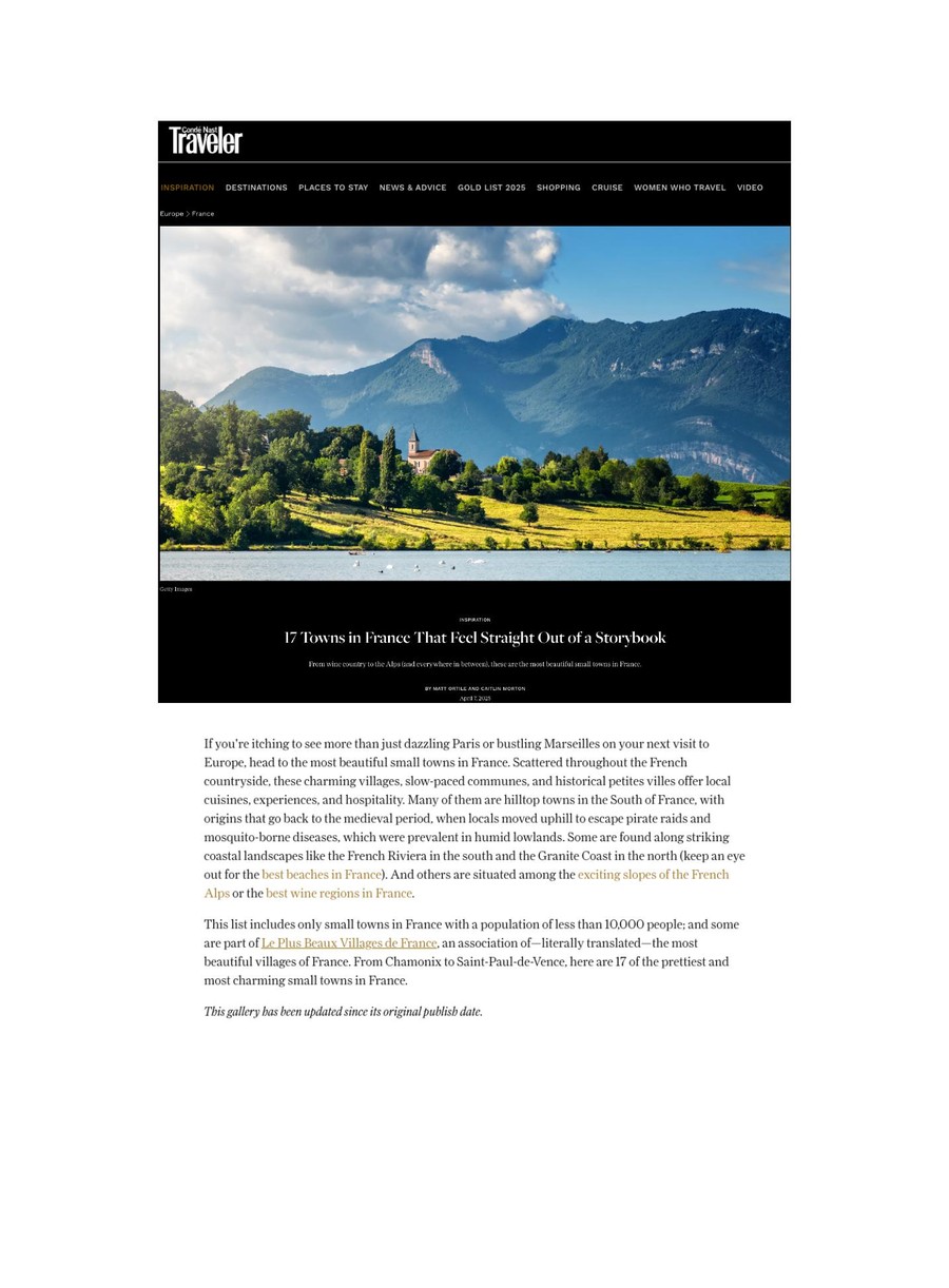 Condé Nast Traveler — Toile Blanche press coverage