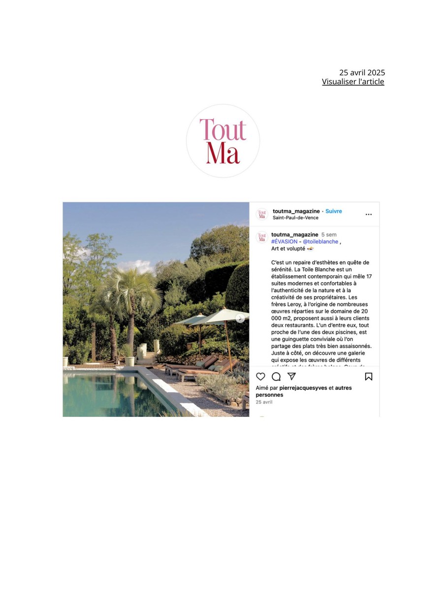 Tout Ma — Toile Blanche press coverage