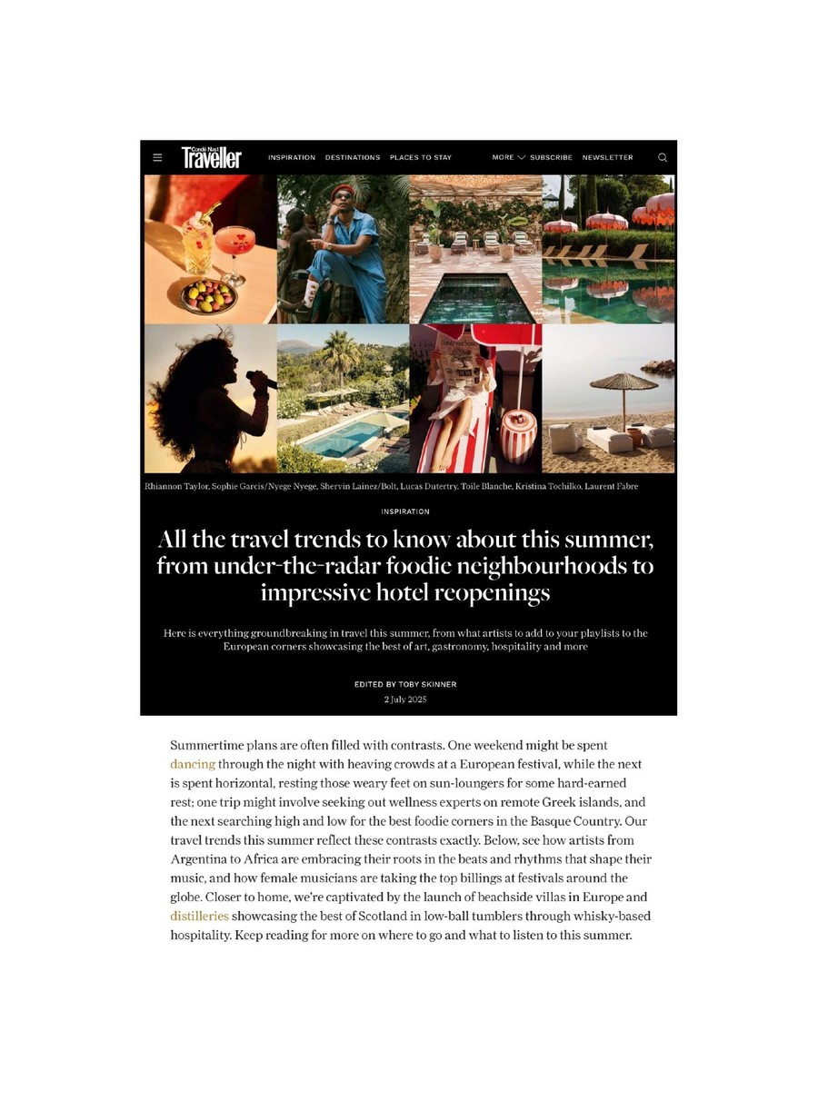 Condé Nast Traveller — Toile Blanche press coverage