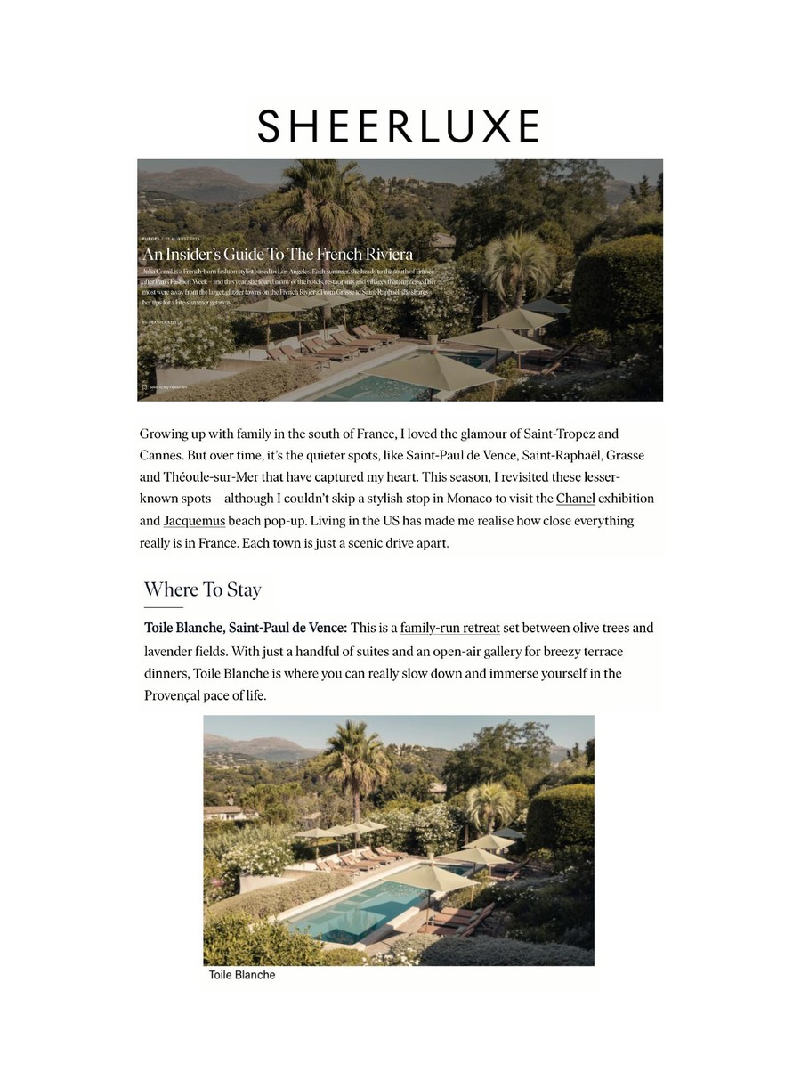 Sheer Luxe — Toile Blanche press coverage