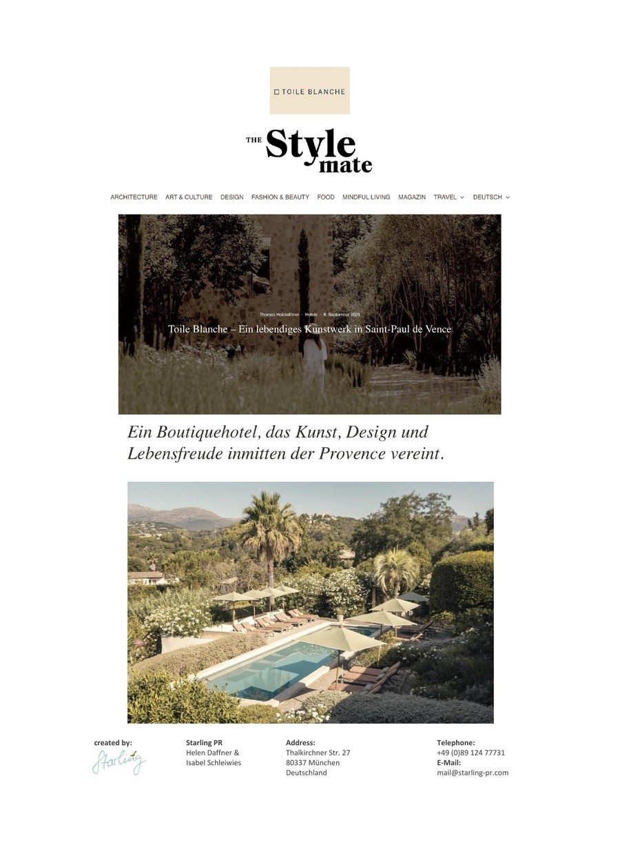 The Style Mate — Toile Blanche press coverage