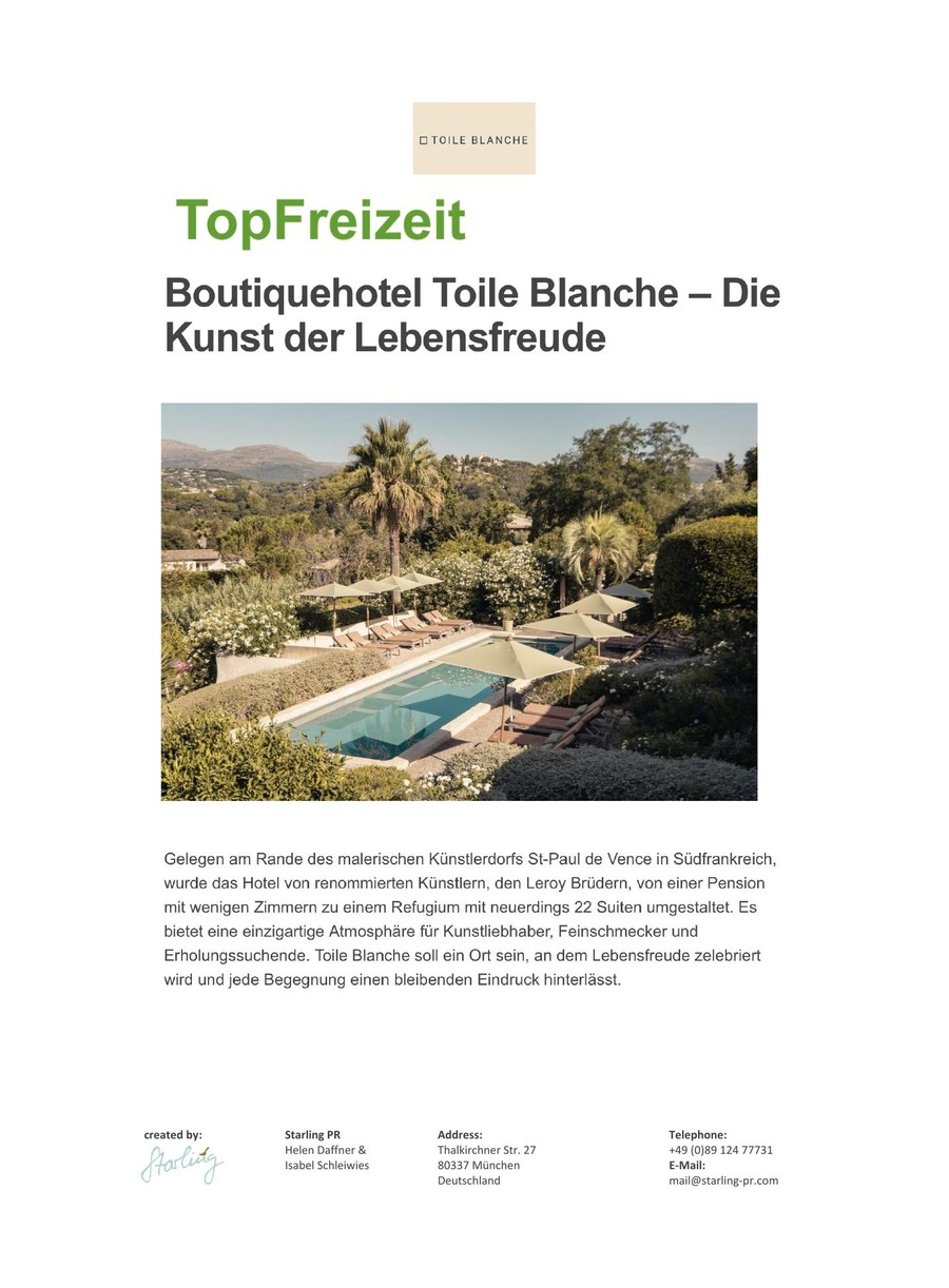 Top Freizeit — Toile Blanche press coverage