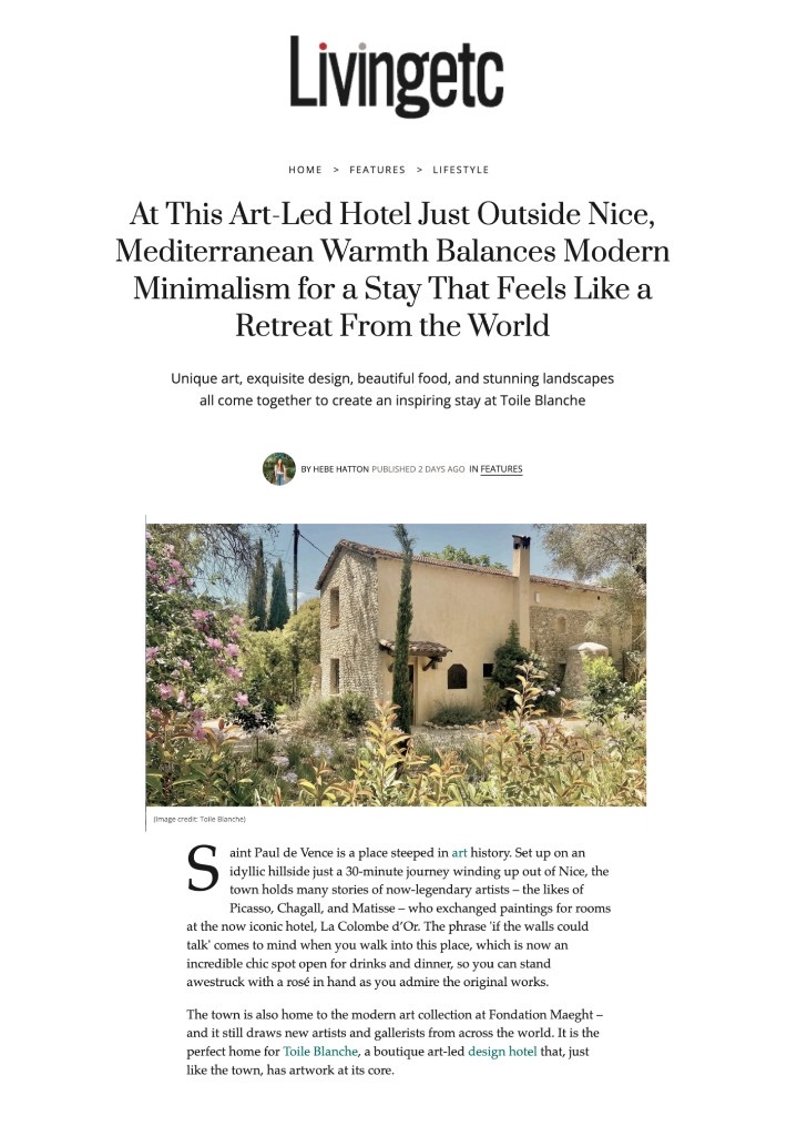 Livingetc Online (UK), Toile Blanche press coverage