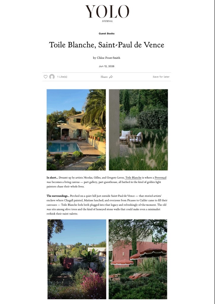 YOLO Journal Online (US), couverture presse Toile Blanche