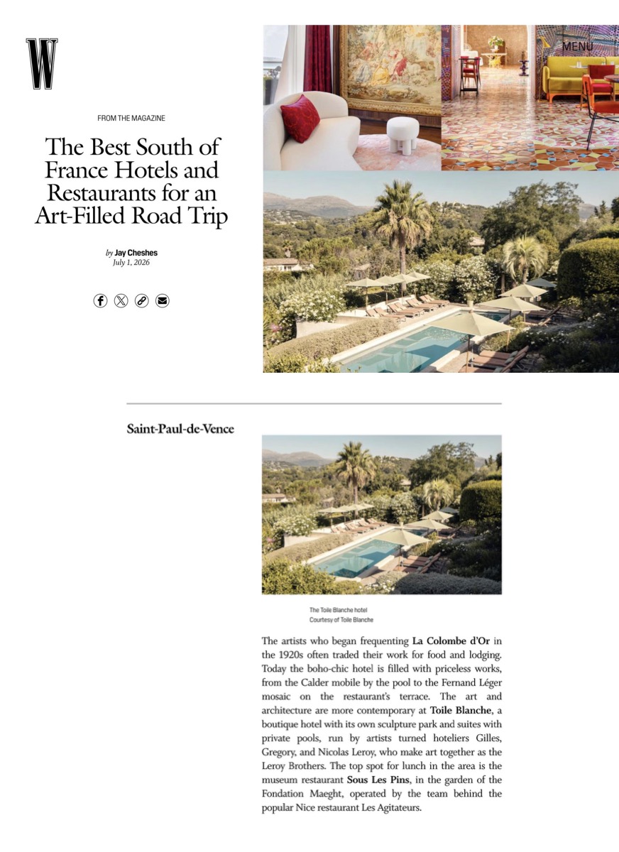 W Magazine Online (US), couverture presse Toile Blanche